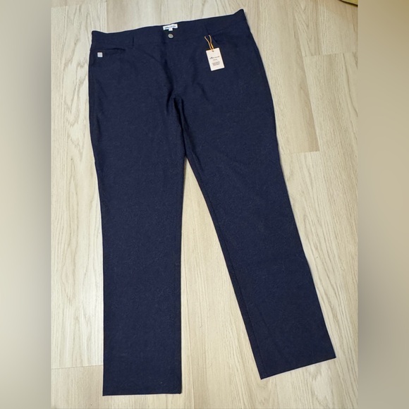 NWT PETER MILLAR performance 5 pocket golf pants 42 x 32" inseam navy patterned - Picture 1 of 10